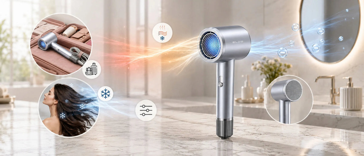 BLOW HD-800 plaukų džiovintuvas, 1800 W, šalto oro srautas, turbo režimas, lengvas ir kompaktiškas
