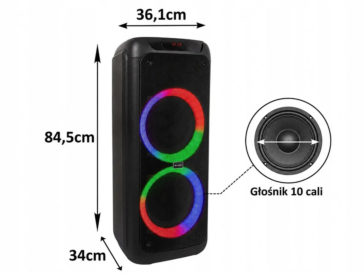 BLOW Infinity nešiojama belaidė „Bluetooth“ kolonėlė su mikrofonu karaokėms, 300 W
