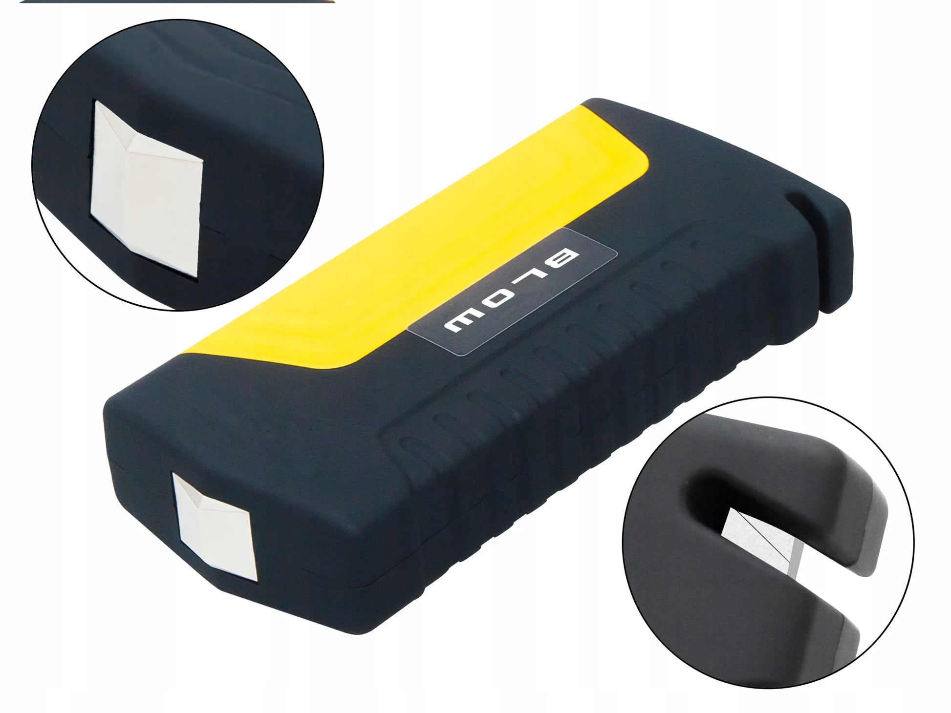 BLOW JS-15 automobilio užvedimo įrenginys su powerbank funkcija, žibintuvėliu ir saugos plaktuku, 12800 mAh