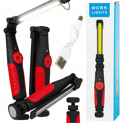 „BLOW“ LED dirbtuvių lempa–žibintuvėlis COB su magnetu, USB įkrovimu ir pakabinimo kilpa