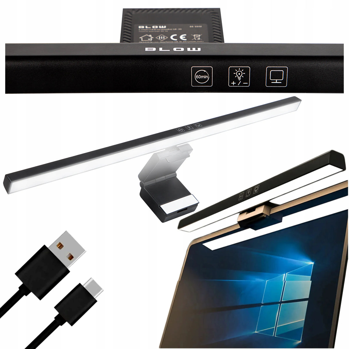 BLOW LED lempa monitoriui, reguliuojama, USB-C, 50 cm