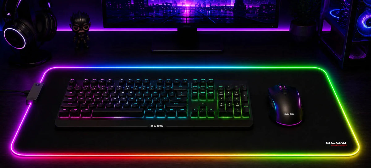 BLOW MARSHALL didelis LED RGB pelės kilimėlis, 780 × 300 mm