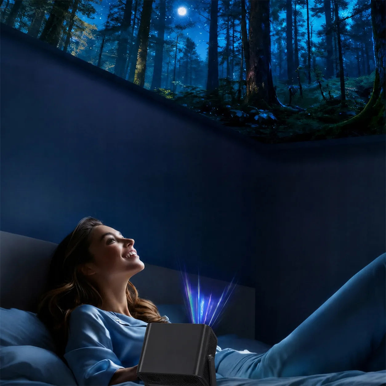 BLOW MaxView Black pasukamas LED projektorius su Android Smart TV, Wi-Fi, Full HD, garsiakalbiu ir HDMI