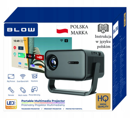 BLOW MaxView Black pasukamas LED projektorius su Android Smart TV, Wi-Fi, Full HD, garsiakalbiu ir HDMI