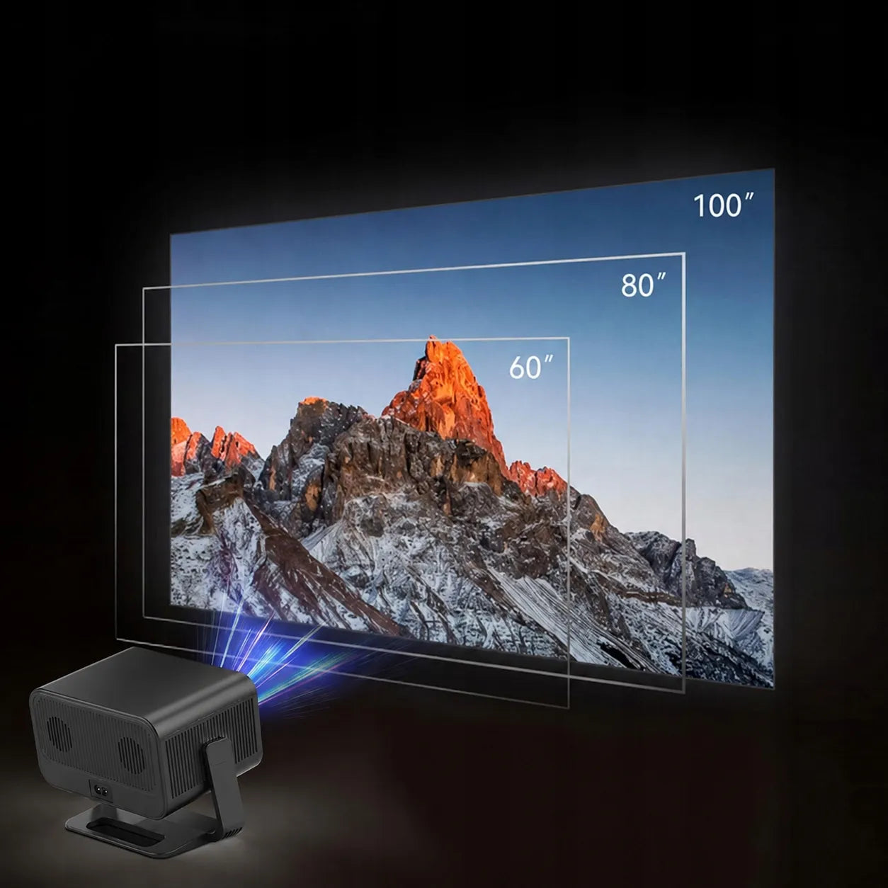 BLOW MaxView Black pasukamas LED projektorius su Android Smart TV, Wi-Fi, Full HD, garsiakalbiu ir HDMI