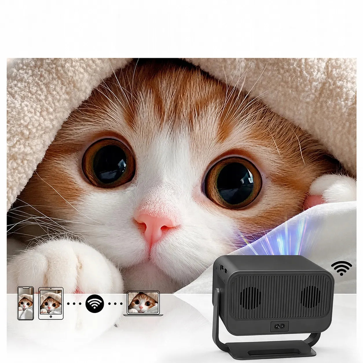 BLOW MaxView Black pasukamas LED projektorius su Android Smart TV, Wi-Fi, Full HD, garsiakalbiu ir HDMI