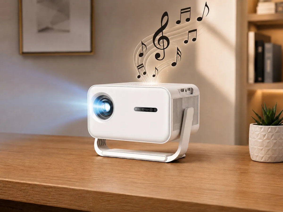 BLOW MaxView White pasukamas LED projektorius su garsiakalbiu, „Android“, HDMI, „Smart TV“, „Wi-Fi“, „Full HD“