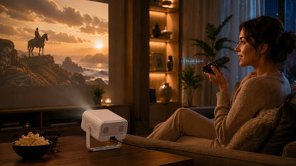 BLOW MaxView White pasukamas LED projektorius su garsiakalbiu, „Android“, HDMI, „Smart TV“, „Wi-Fi“, „Full HD“