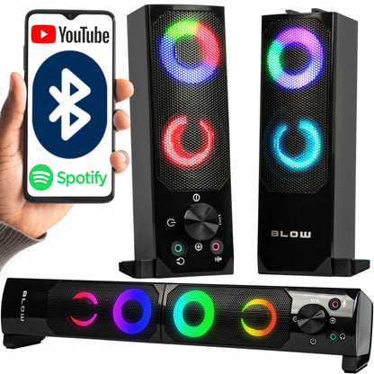 BLOW MS-28 kompiuterinės kolonėlės Bluetooth Soundbar 2.0 6W USB LED RGB 2in1