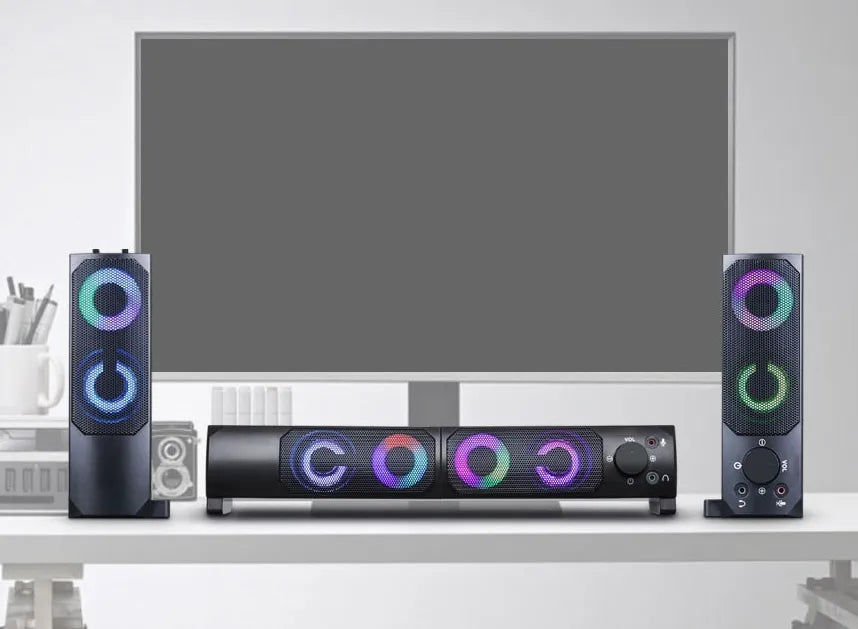 BLOW MS-28 kompiuterinės kolonėlės Bluetooth Soundbar 2.0 6W USB LED RGB 2in1