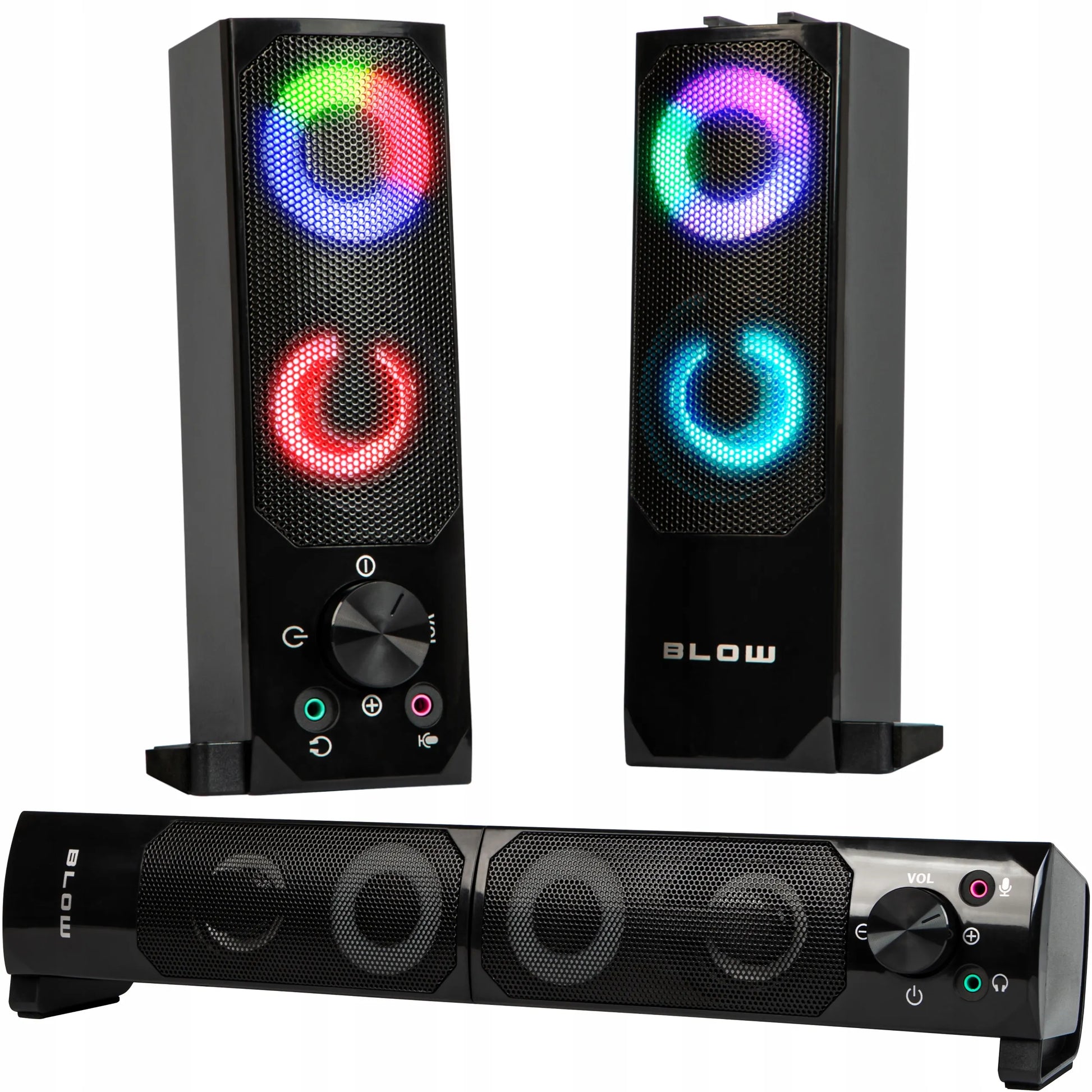 BLOW MS-28 kompiuterinės kolonėlės Bluetooth Soundbar 2.0 6W USB LED RGB 2in1
