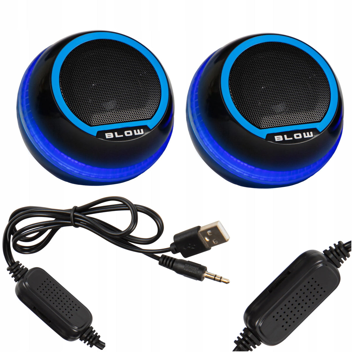 BLOW MS-29 kompiuterio kolonėlės su RGB LED apšvietimu, USB 5 V, 3,5 mm mini jungtis