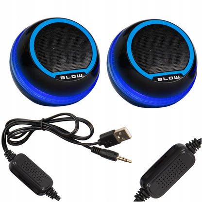 BLOW MS-29 kompiuterio kolonėlės su RGB LED apšvietimu, USB 5 V, 3,5 mm mini jungtis