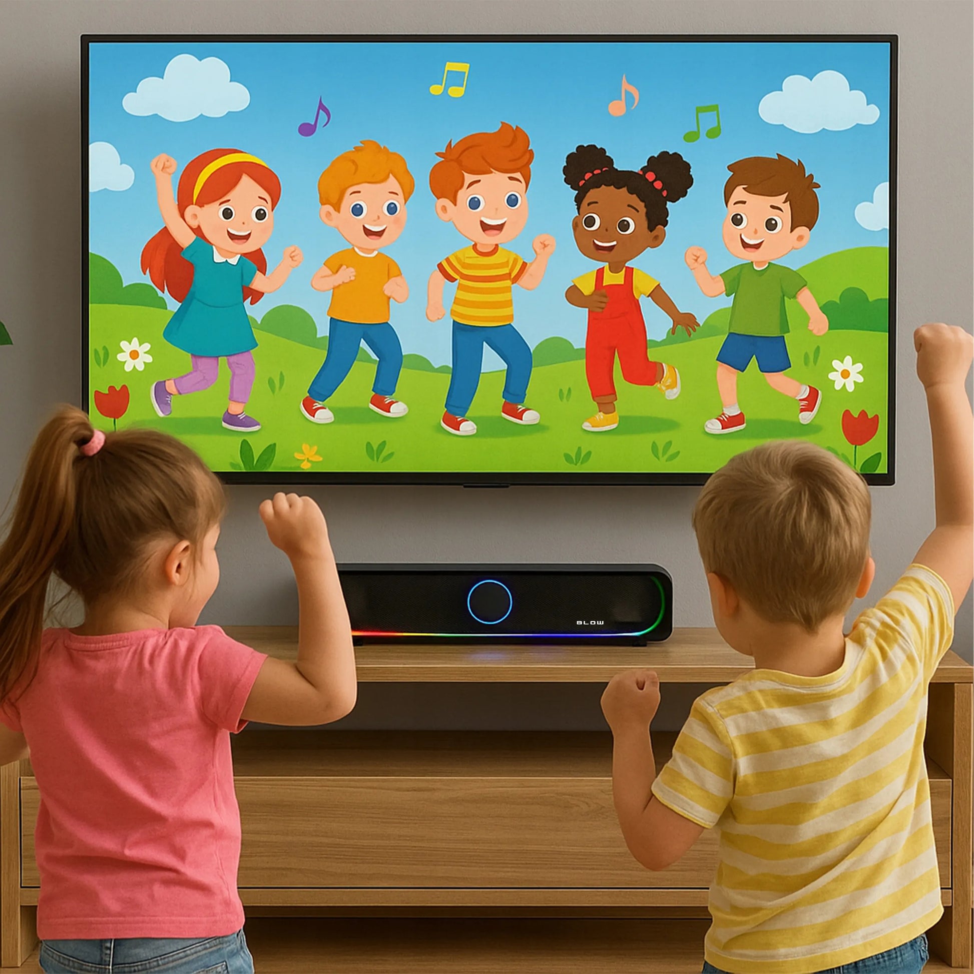 BLOW MS-32 2.0 kompiuterio soundbar kolonėlės su RGB LED apšvietimu, AUX ir USB