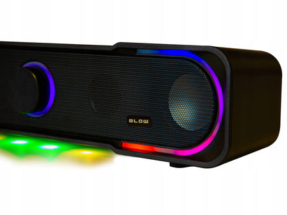 BLOW MS-32 2.0 kompiuterio soundbar kolonėlės su RGB LED apšvietimu, AUX ir USB