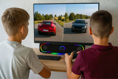 BLOW MS-32 2.0 kompiuterio soundbar kolonėlės su RGB LED apšvietimu, AUX ir USB