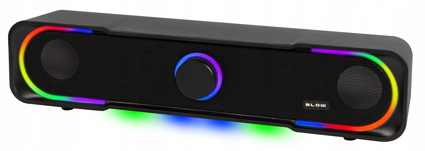 BLOW MS-32 2.0 kompiuterio soundbar kolonėlės su RGB LED apšvietimu, AUX ir USB