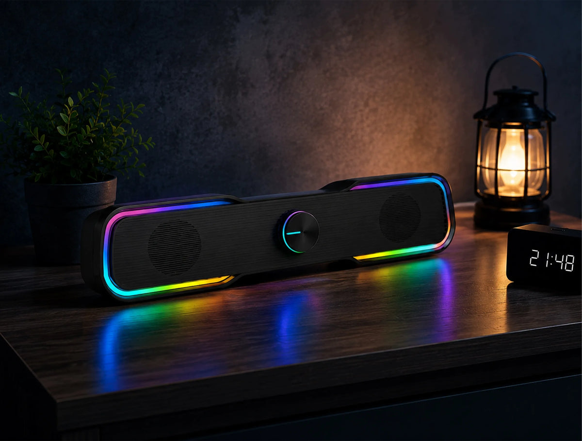 BLOW MS-35 2.0 kompiuterio garso kolonėlė, 6 W, RGB LED, USB, 3,5 mm, juoda