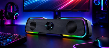 BLOW MS-35 2.0 kompiuterio garso kolonėlė, 6 W, RGB LED, USB, 3,5 mm, juoda