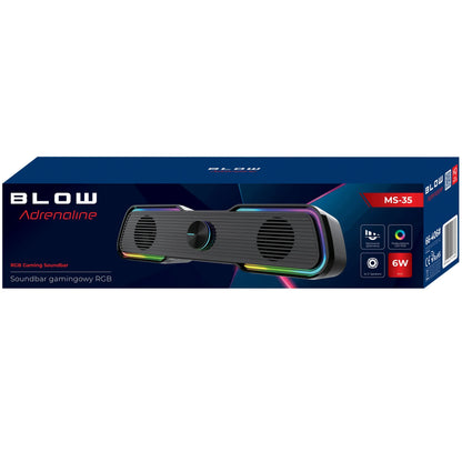 BLOW MS-35 2.0 kompiuterio garso kolonėlė, 6 W, RGB LED, USB, 3,5 mm, juoda