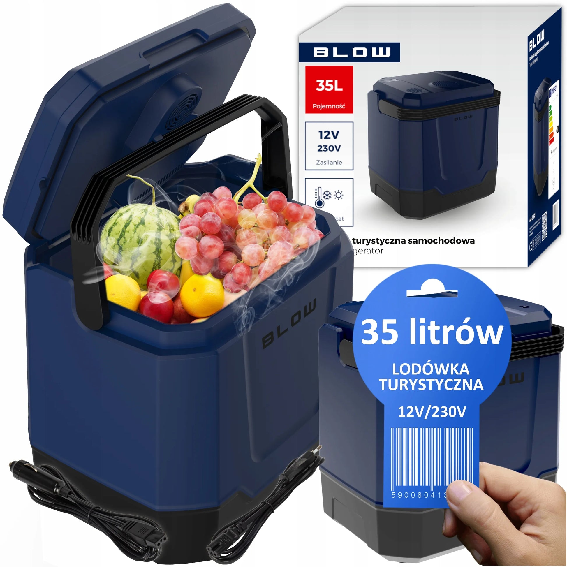 BLOW nešiojamas automobilinis šaldytuvas su šildymo funkcija 35L 12V 230V