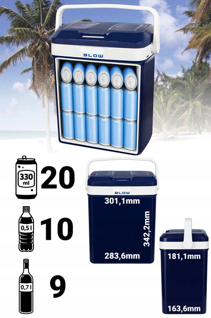 BLOW nešiojamas automobilių šaldytuvas 20L su šildymo funkcija 12V 230V