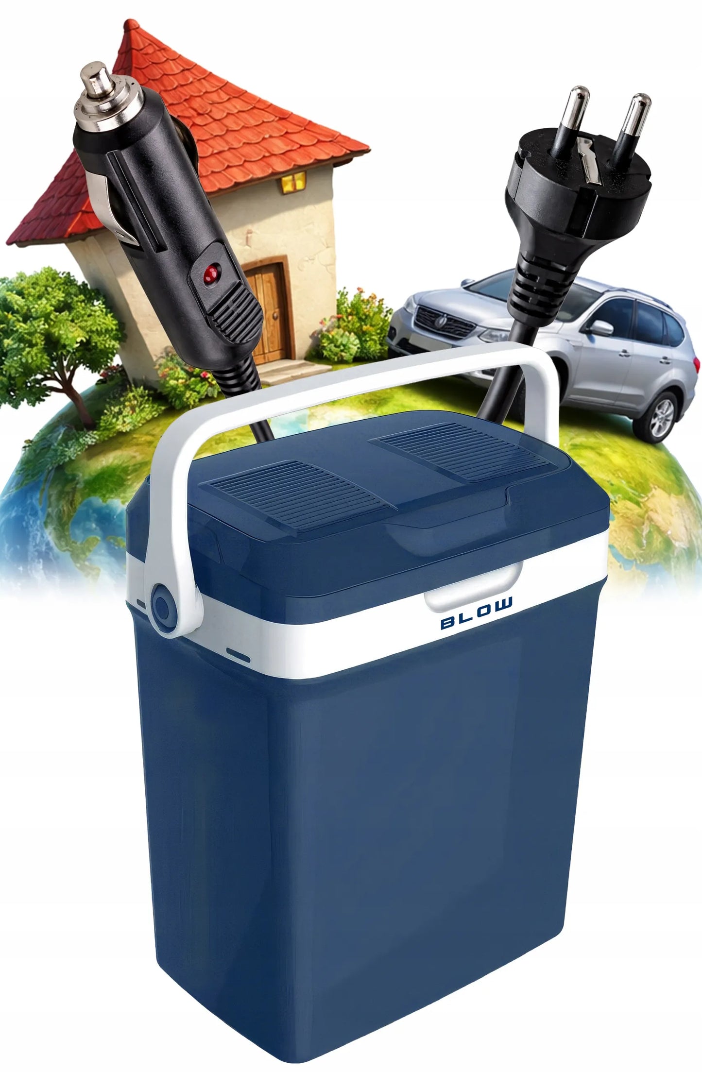 BLOW nešiojamas automobilių šaldytuvas 20L su šildymo funkcija 12V 230V