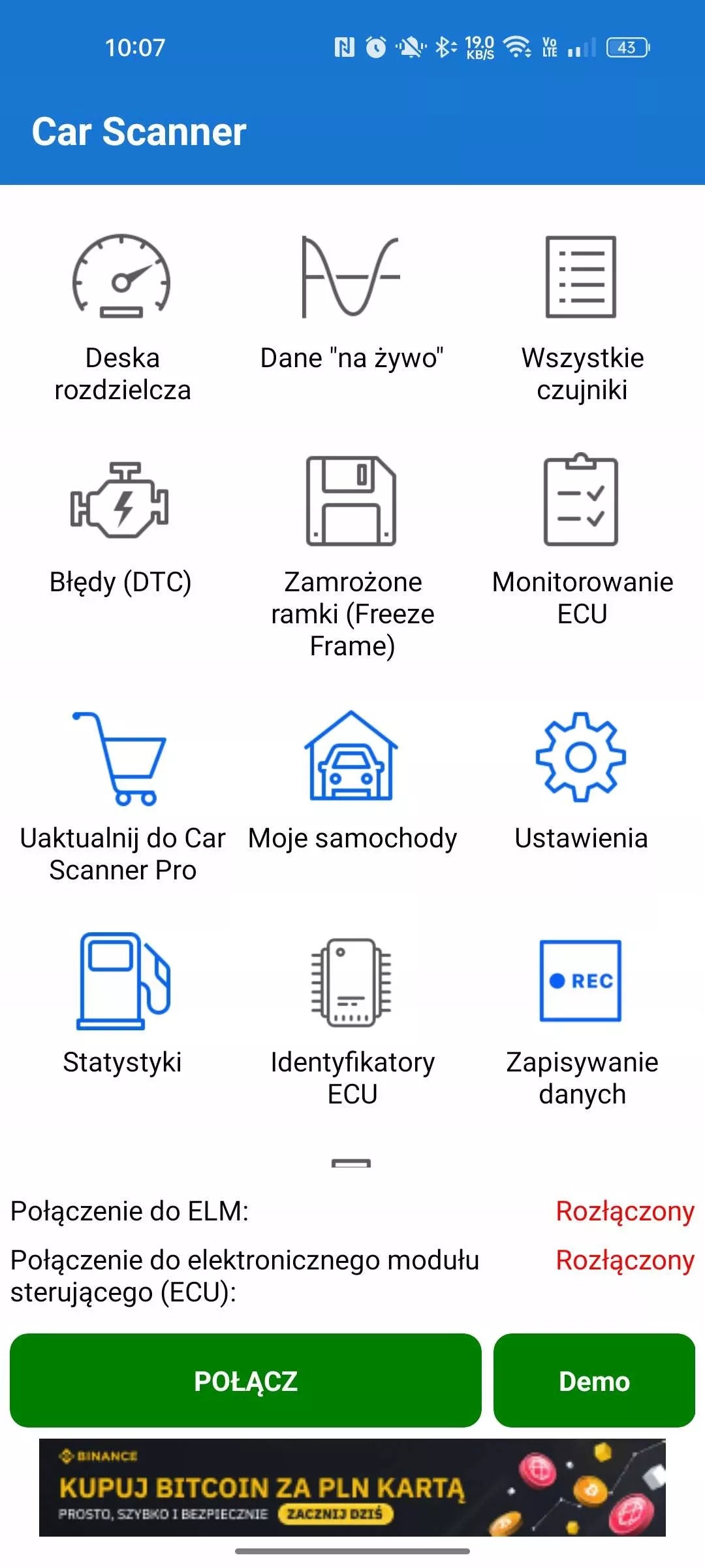 BLOW OBD2 diagnostikos sąsaja su Bluetooth, skirta Android, iOS ir Windows – lenkiškas testeris