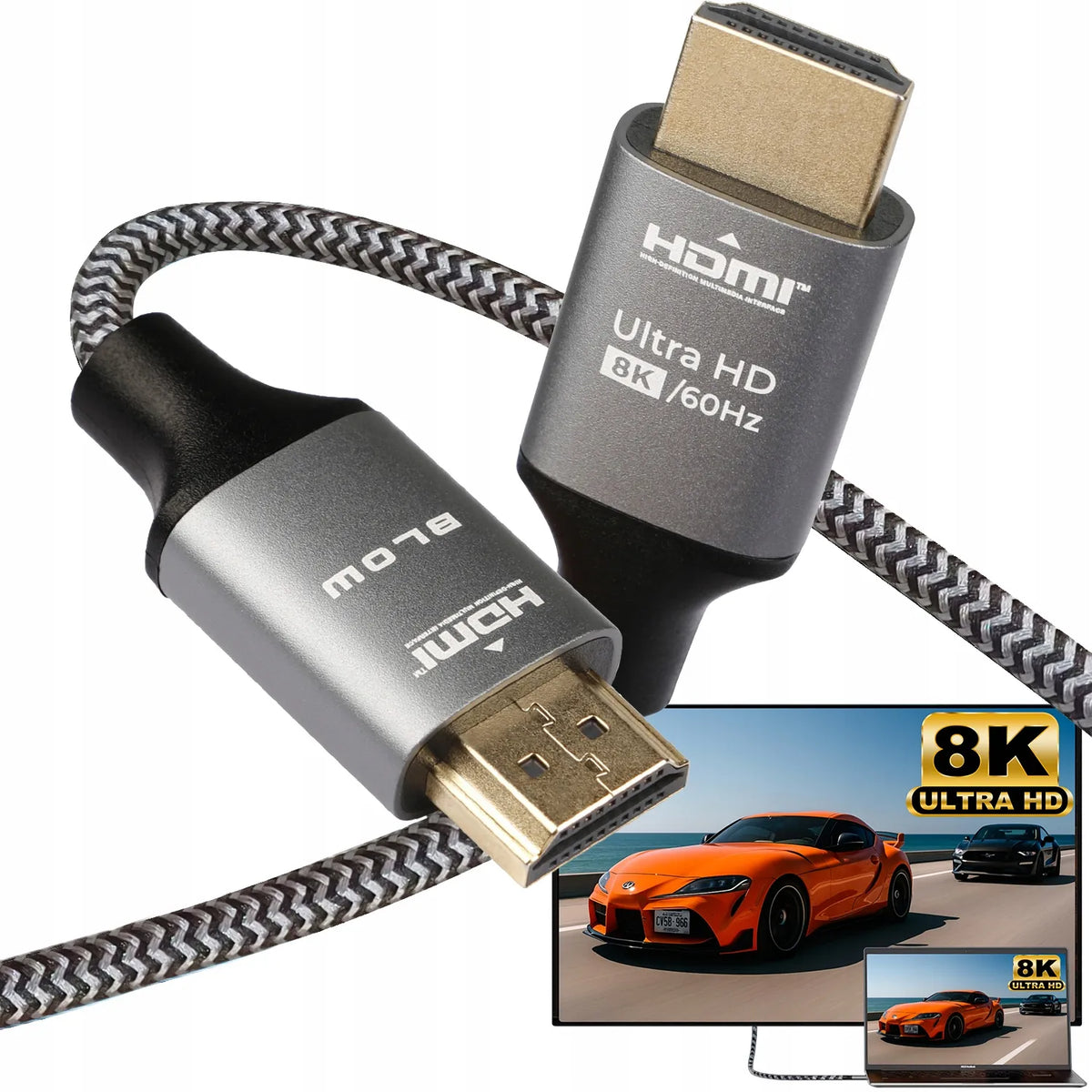 BLOW PREMIUM HDMI 2.1 „High Speed“ kabelis, 8K 60 Hz, 4K 120 Hz, VRR, HDR, 3 m