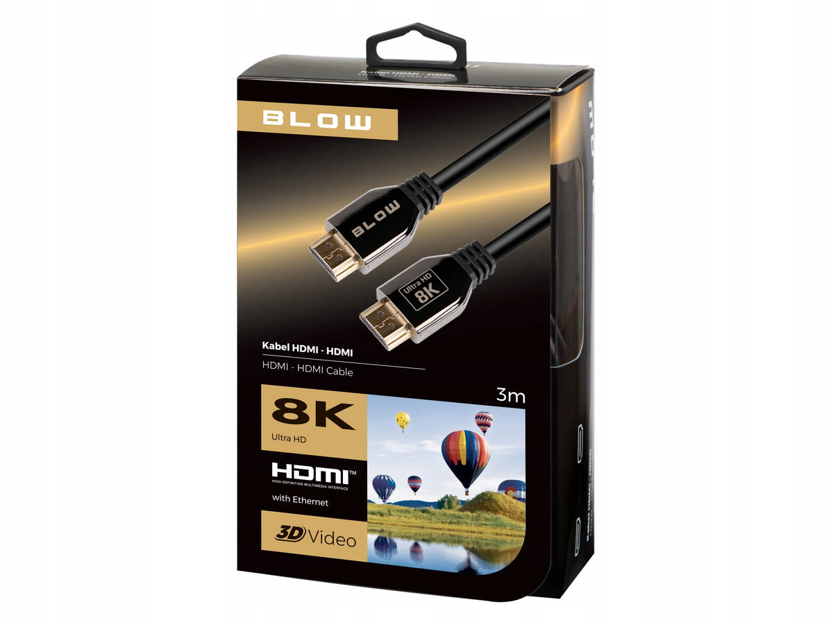 „BLOW PREMIUM“ HDMI 2.1 kabelis, 3 m, 8K 60 Hz, 4K, 3D, „Ultra HD“, „Full HD“, „Ethernet“