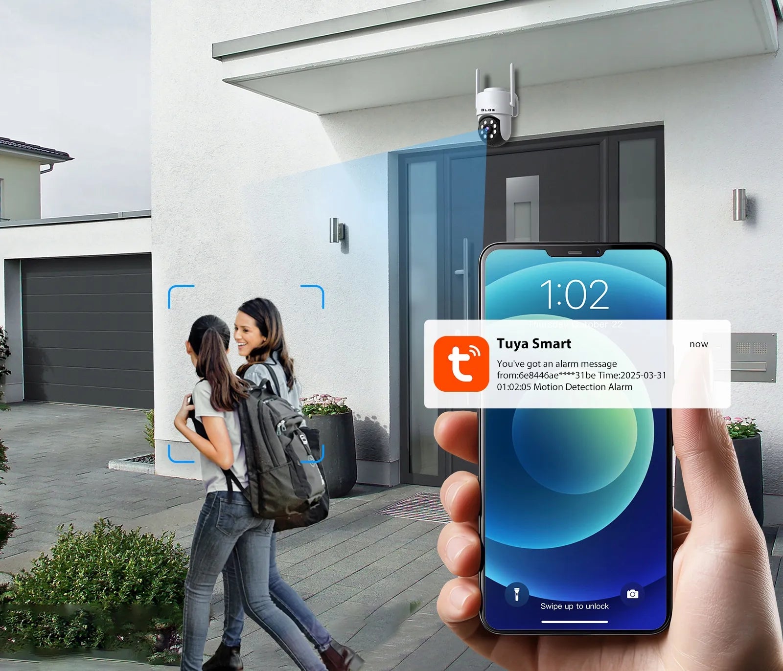 BLOW T-135 5MP išorinė sukamoji WiFi IP kamera su Tuya, Full HD, priartinimu ir judesio detekcija