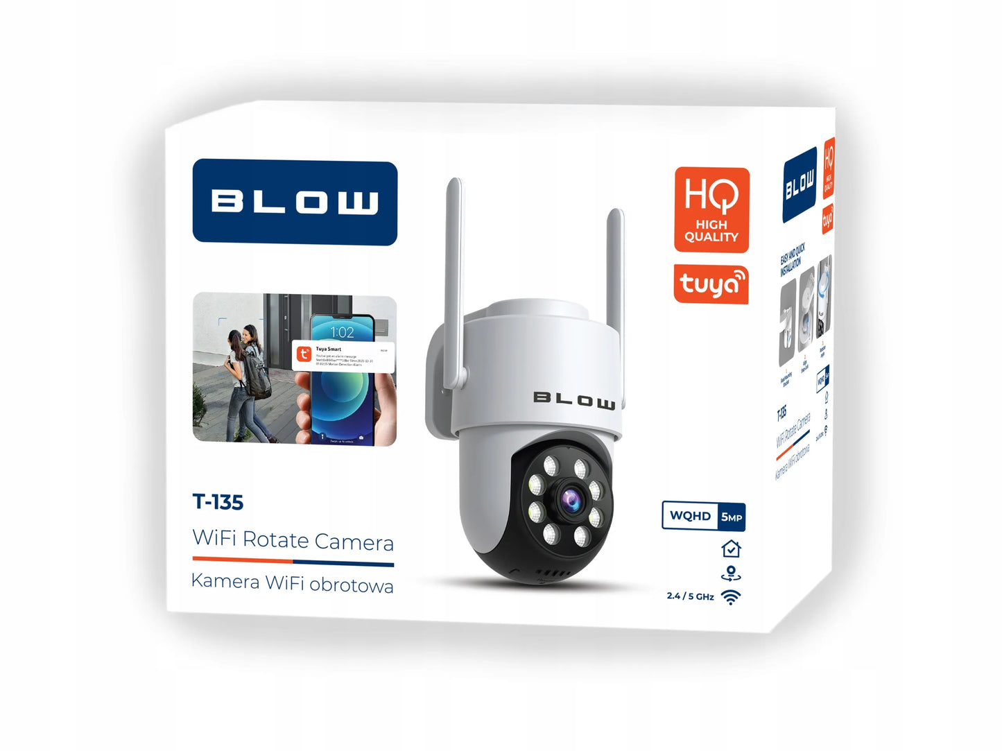 BLOW T-135 5MP išorinė sukamoji WiFi IP kamera su Tuya, Full HD, priartinimu ir judesio detekcija