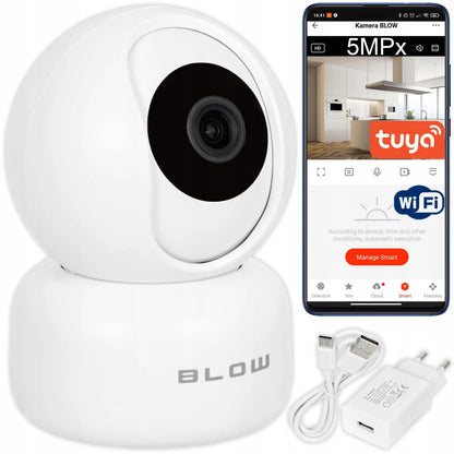 BLOW Tuya „Wi-Fi“ IP kamera, 5 GHz, 5 MP, pasukama, su priartinimu ir naktiniu režimu