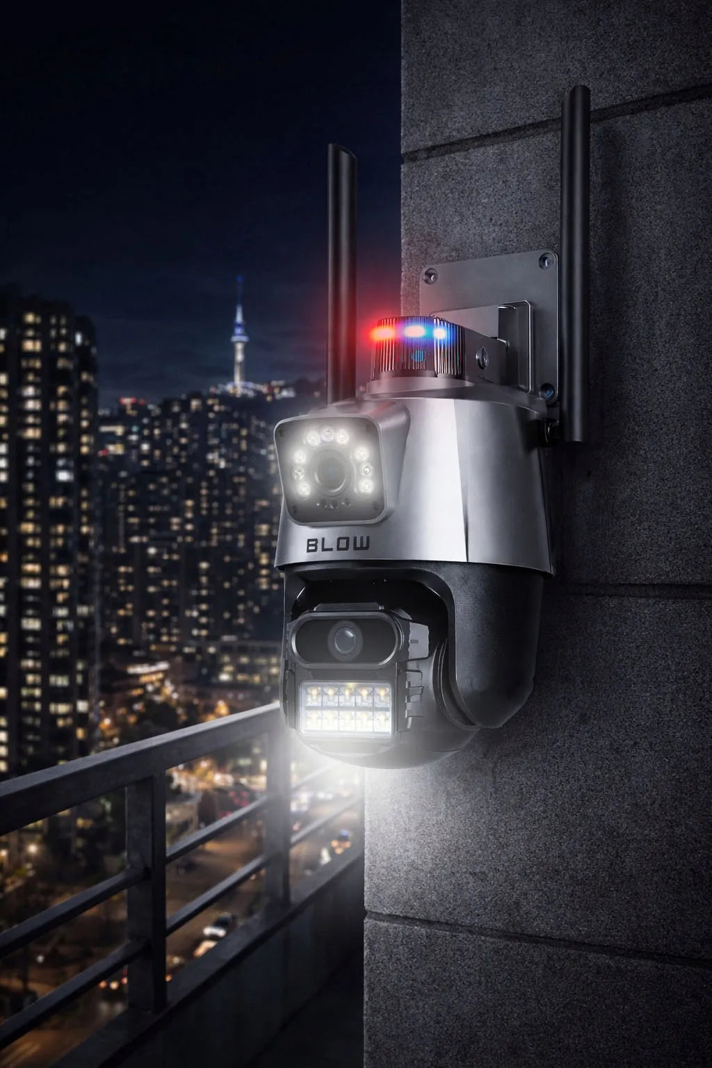 BLOW V-PT62 8MP 4G LTE IP kamera su SIM kortele, PTZ valdymu ir dviem objektyvais