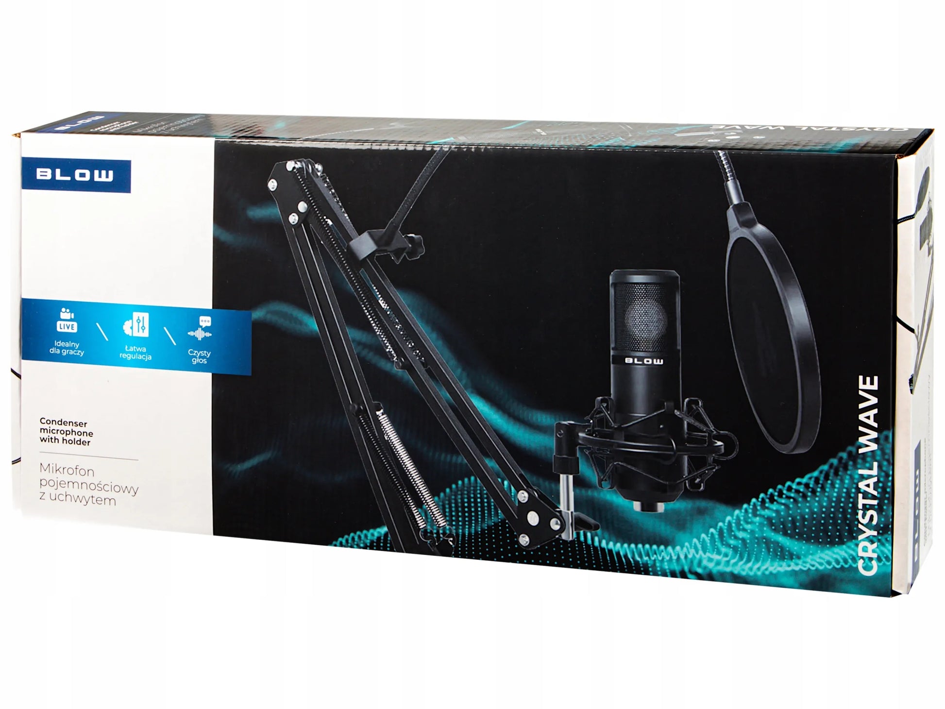 BLOW žaidimų kondensatorinis studijinis kompiuterio mikrofonas su stovu ir USB rinkiniu