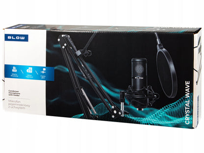 BLOW žaidimų kondensatorinis studijinis kompiuterio mikrofonas su stovu ir USB rinkiniu