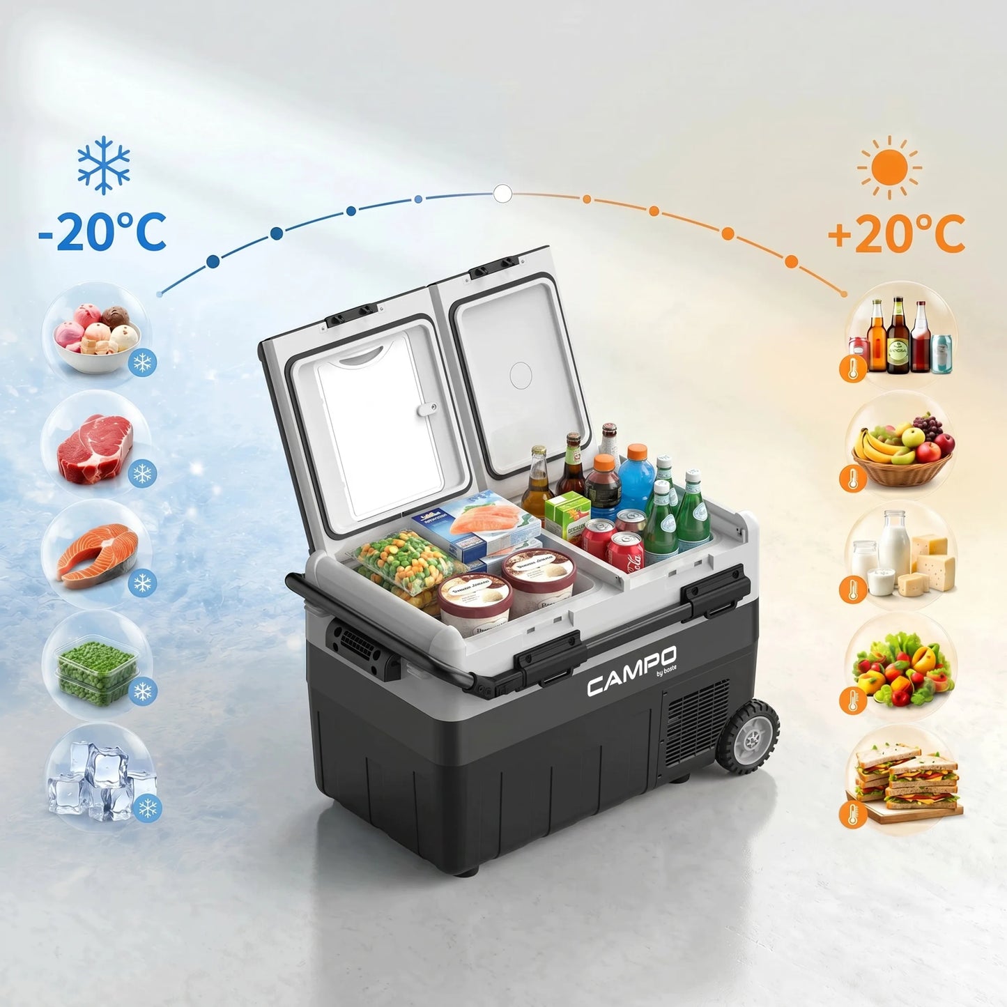 Boste 40L kompresinis kelioninis šaldytuvas -20°C AC DC su programėle, 2 zonų
