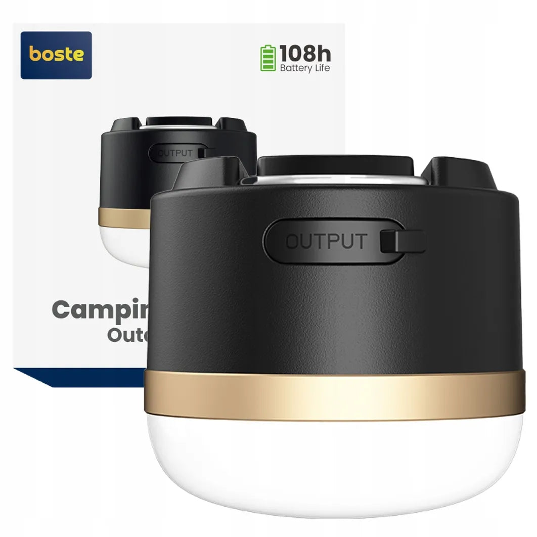 Boste belaidė LED stovyklavimo lempa, turistinis žibintuvėlis su powerbank funkcija