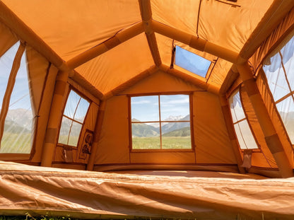 Boste Campo AirCab XL pripučiama kempingo ir glampingo palapinė 10-12 vietų su erdviu prieangiu