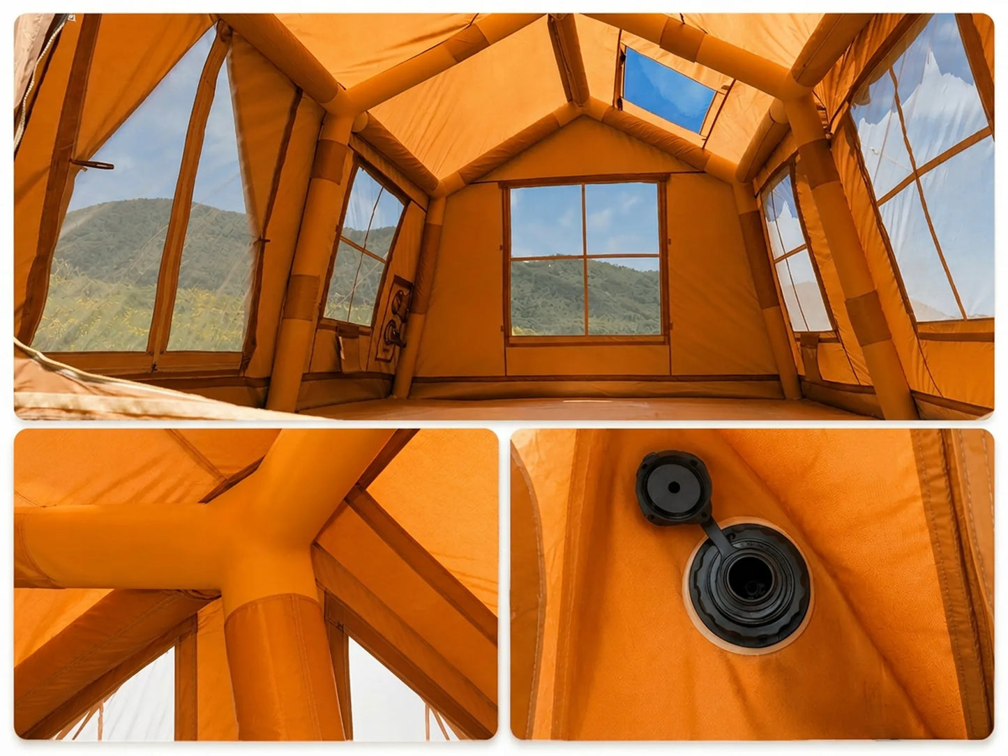 Boste Campo AirCab XL pripučiama kempingo ir glampingo palapinė 10-12 vietų su erdviu prieangiu
