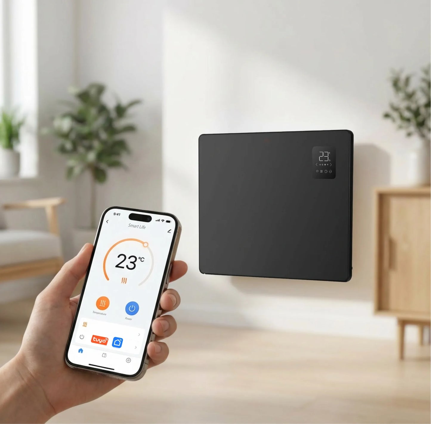 BOSTE elektrinis konvektorinis šildytuvas, energiją taupantis, 2000W, WiFi, LED