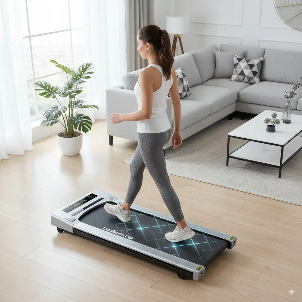 Boste Fitcore T50 Slim elektrinis ėjimo takelis namams, 6 km/h, kompaktiškas