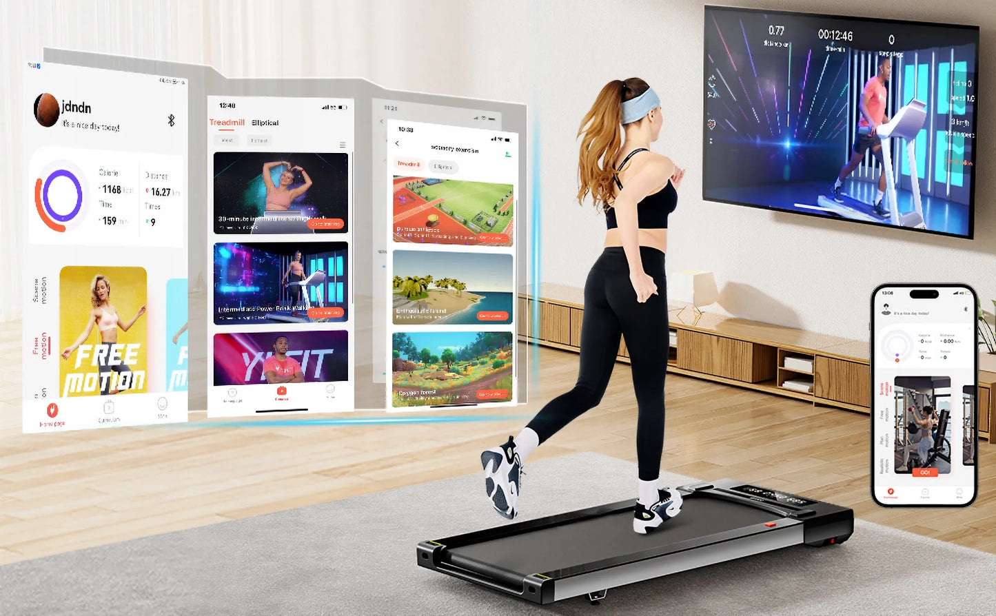 Boste Fitcore T50 Slim elektrinis ėjimo takelis namams, 6 km/h, kompaktiškas