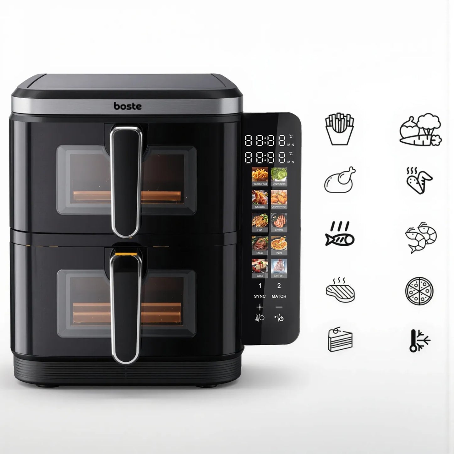 Boste Flavor Cookmaster D6 be Riebalų Veikianti Karšto Oro Gruzdintuvė, 11L, 2800W