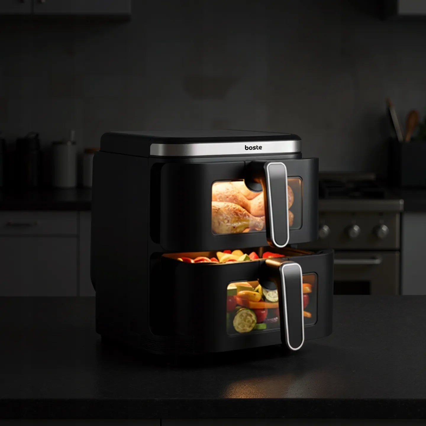Boste Flavor Cookmaster D6 be Riebalų Veikianti Karšto Oro Gruzdintuvė, 11L, 2800W
