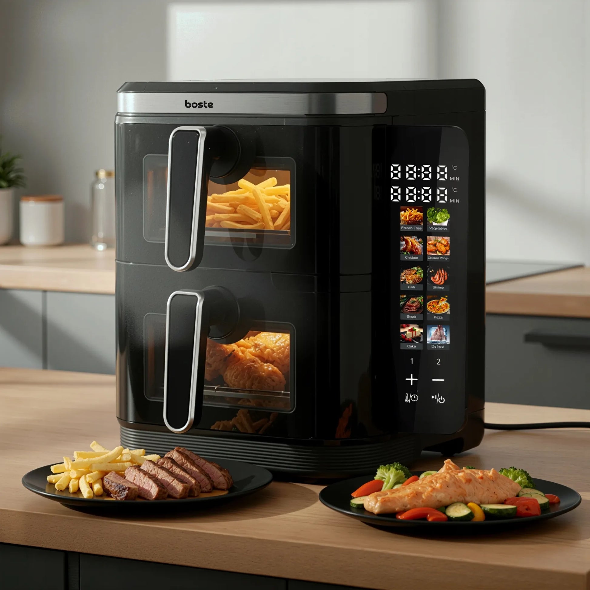 Boste Flavor Cookmaster D6 be Riebalų Veikianti Karšto Oro Gruzdintuvė, 11L, 2800W