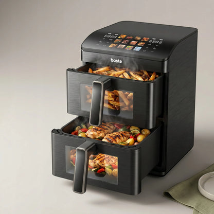 Boste Flavor Cookmaster D8 bekontaktė gruzdintuvė 12L Dual Zone XXL 2 kamerų 3000W
