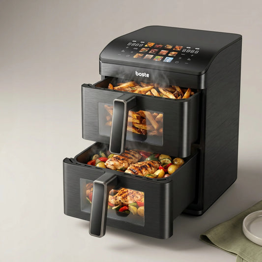 Boste Flavor Cookmaster D8 bekontaktė gruzdintuvė 12L Dual Zone XXL 2 kamerų 3000W