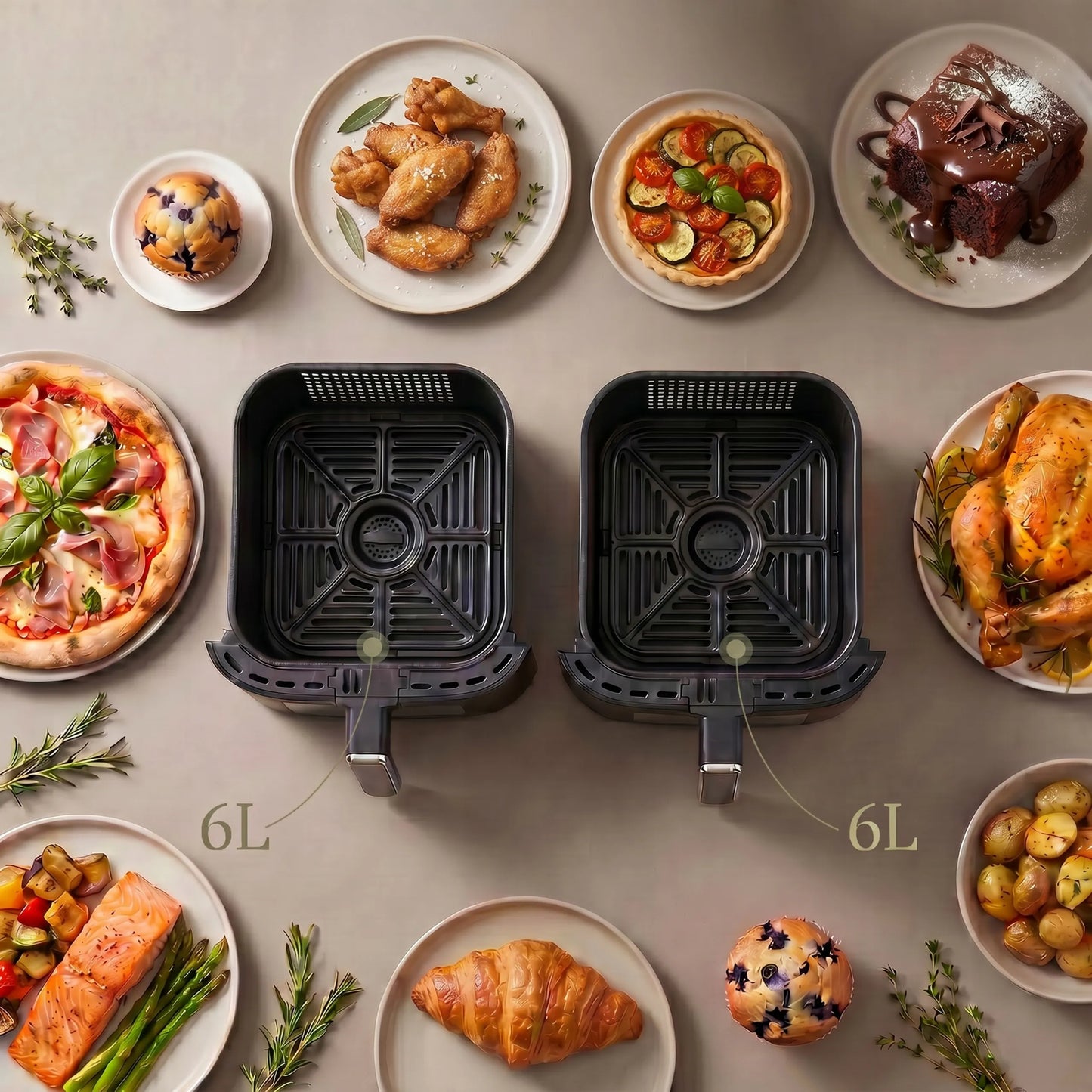 Boste Flavor Cookmaster D8 bekontaktė gruzdintuvė 12L Dual Zone XXL 2 kamerų 3000W