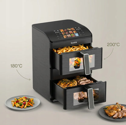 Boste Flavor Cookmaster D8 bekontaktė gruzdintuvė 12L Dual Zone XXL 2 kamerų 3000W